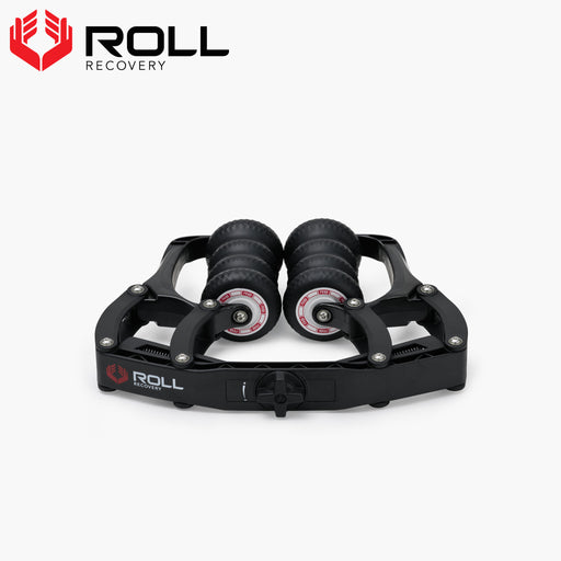 ROLL Recovery R8 プラス カーボンブラック 正面から全体を捉えた製品外観、圧力調整ダイヤルと8つのローラー形状が確認できるモビリティーツール