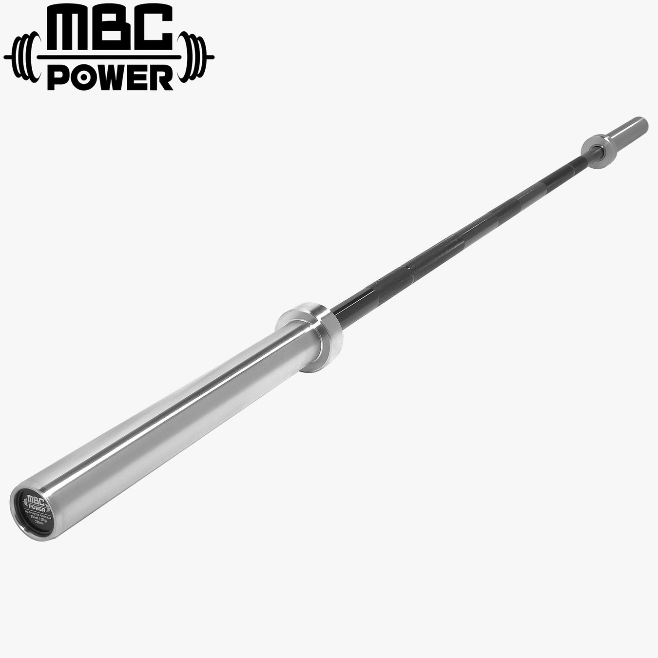 MBC パワーバー ブラッククロムシャフト/クロムスリーブを左手前から斜め俯瞰で捉えた全体像。ブラッククロムのシャフトとクロムスリーブの光沢対比が分かる構図。